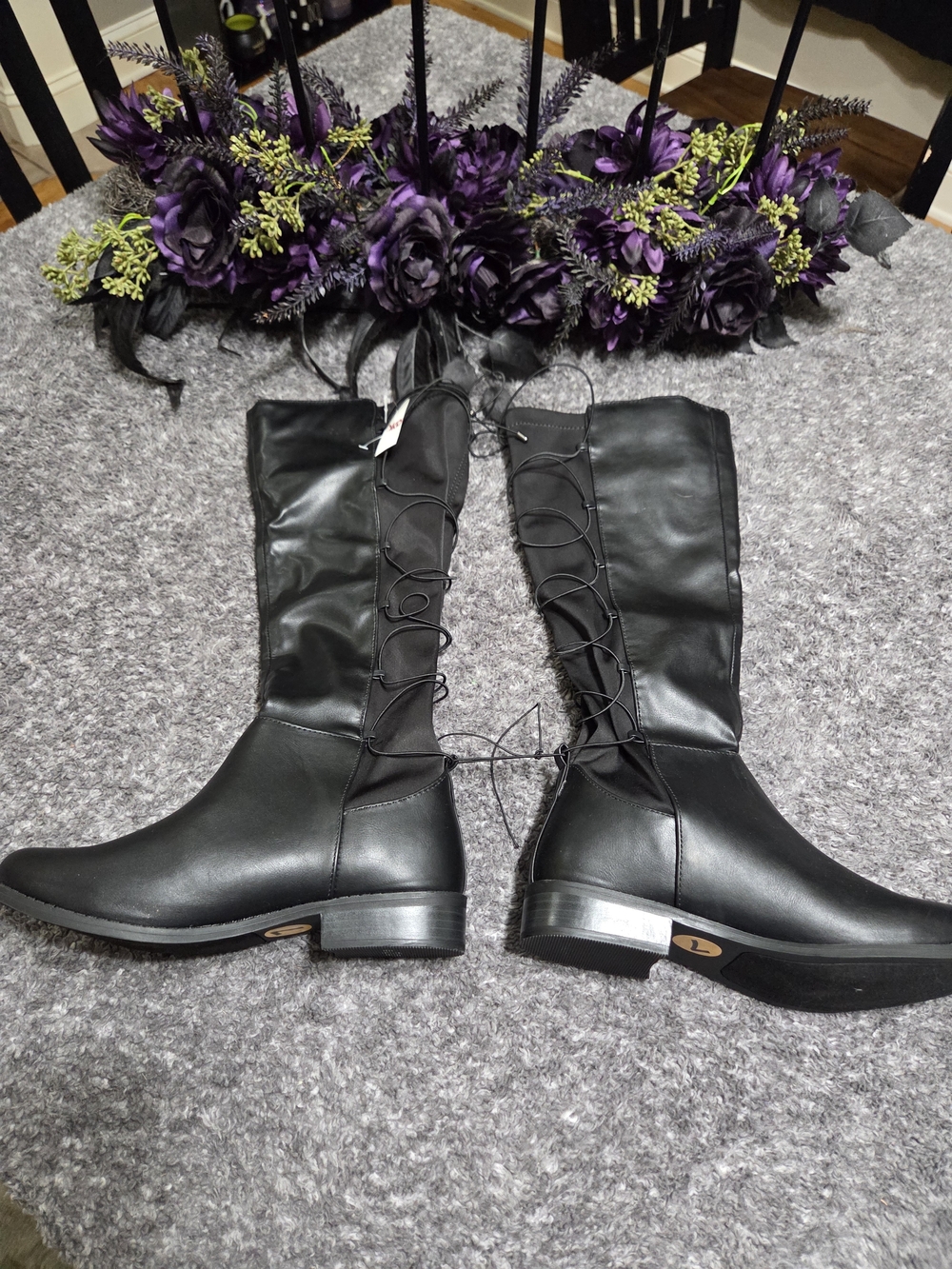 Women's Black Lace-Up  Boots